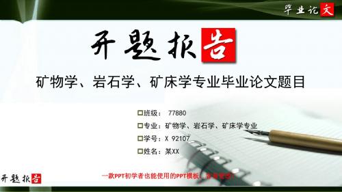 矿物学、岩石学、矿床学专业开题报告范文最新原创模板