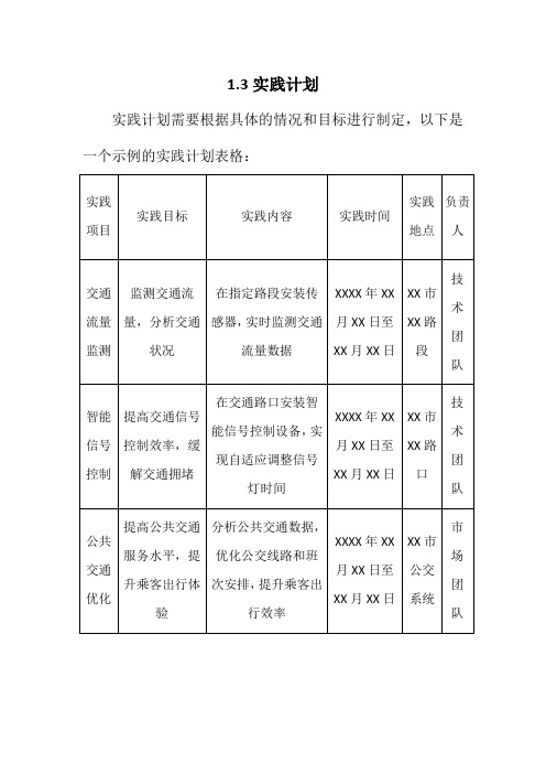 1.3实践计划