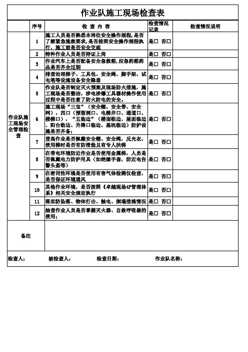 安全管理检查记录表