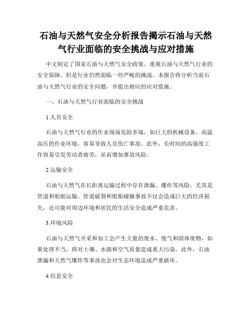 石油与天然气安全分析报告揭示石油与天然气行业面临的安全挑战与应对措施