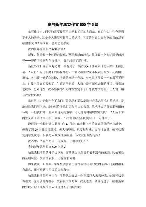 我的新年愿望作文600字5篇