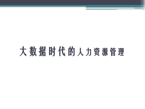 大数据与人力资源管理 ppt课件