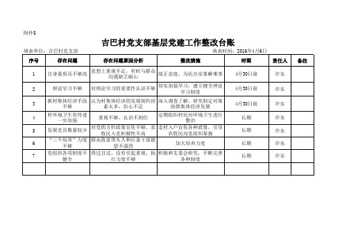 基层党建整改工作台账