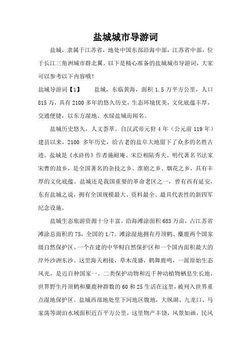 盐城城市导游词(标准版)