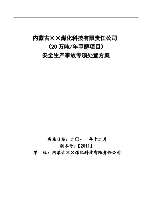 甲醇装置现场处置方案