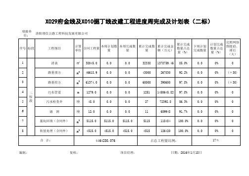 周进度计划样表