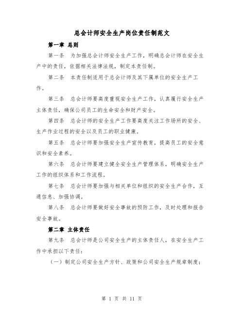 总会计师安全生产岗位责任制范文(4篇)