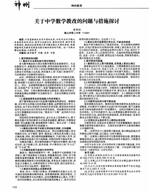 关于中学数学教改的问题与措施探讨