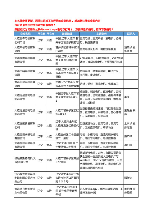 2020新版辽宁省大连直流电机工商企业公司名录名单黄页大全21家