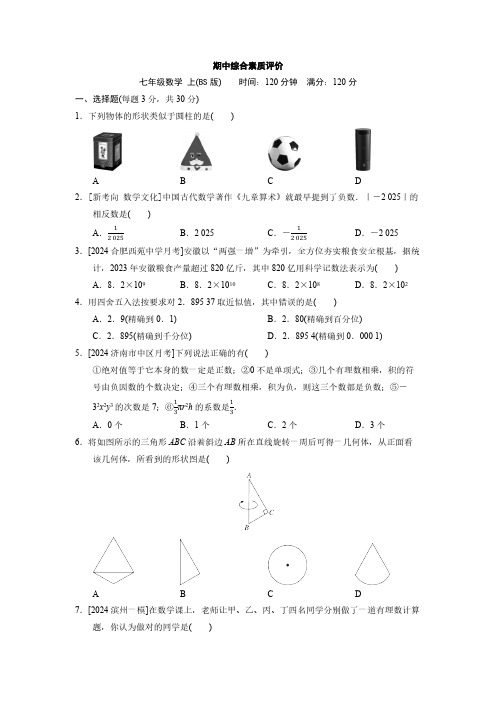 北师大版(2024)数学七年级上册期中综合素质评价(含答案)