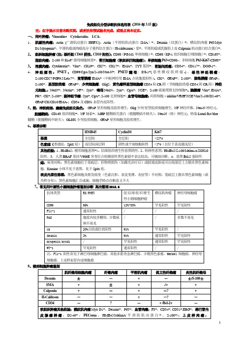 免疫组化分型诊断抗体选用表