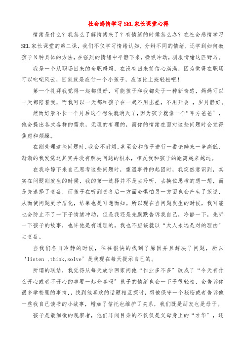 社会情感学习SEL家长课堂心得