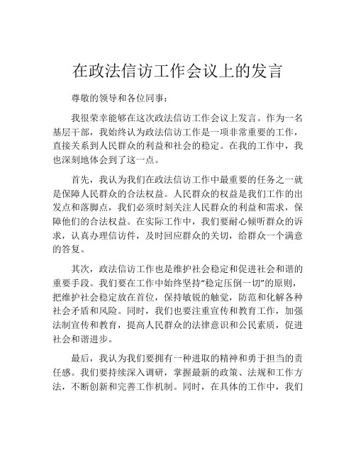 在政法信访工作会议上的发言