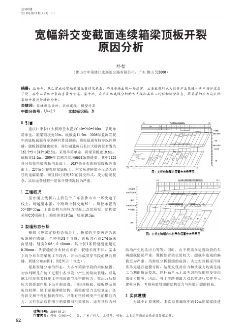 宽幅斜交变截面连续箱梁顶板开裂原因分析