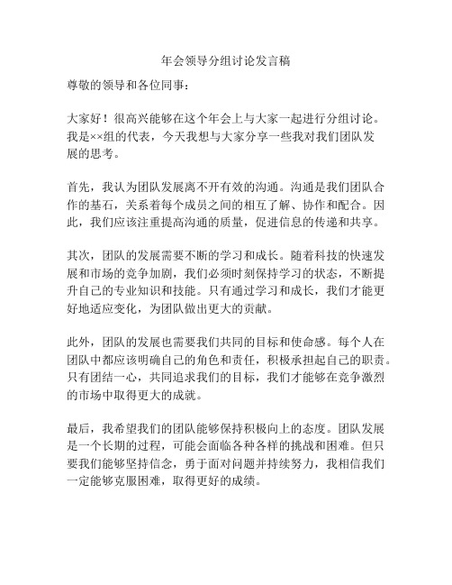 年会领导分组讨论发言稿