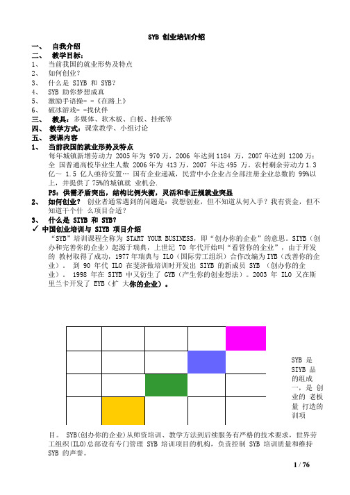 培训教案全套版(SYB创业培训)