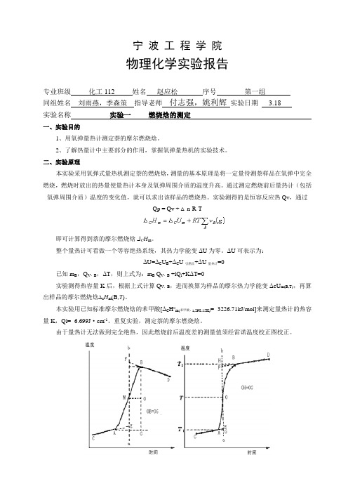 物化实验燃烧焓的测定