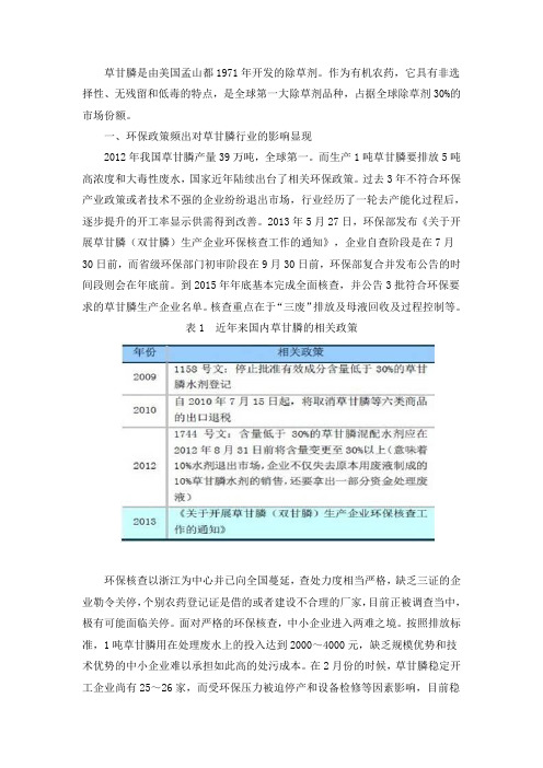 全球草甘膦行业市场现状分析