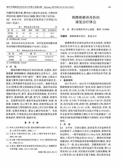 胸腰椎椎体骨折的康复治疗体会