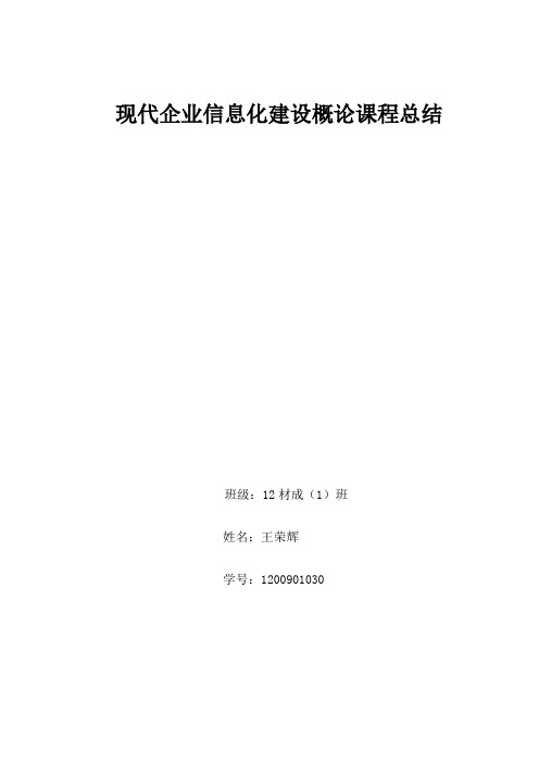 企业信息化建设概论课程总结