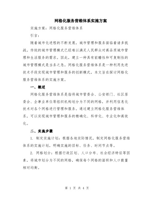 网格化服务营维体系实施方案