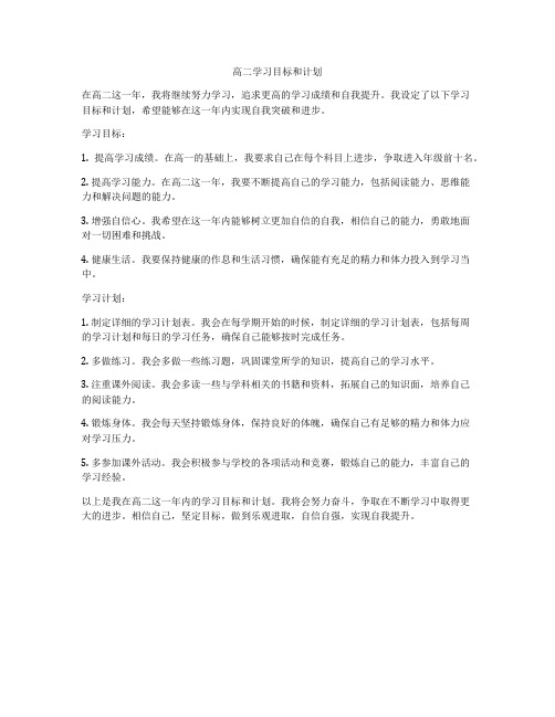 高二学习目标和计划