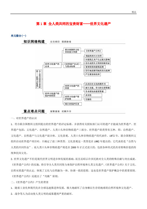 2020版高中历史 第1章 全人类共同的宝贵财富──世界文化遗产单元整合学案 新人教版选修6