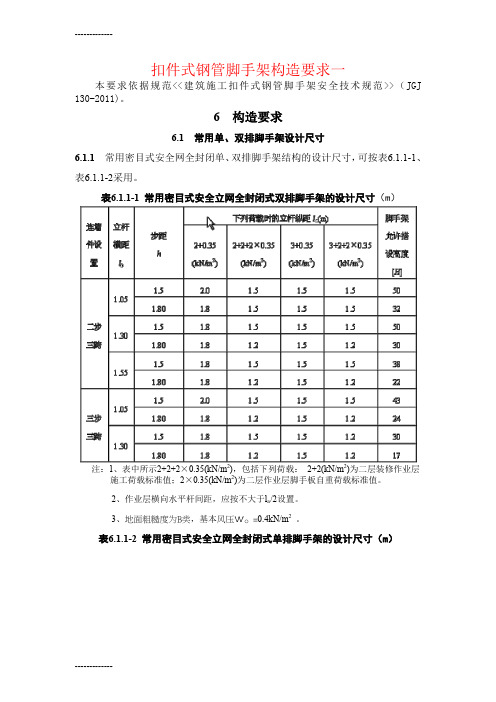 [整理]JGJ130- 建筑施工扣件式钢管脚手架安全技术规范.