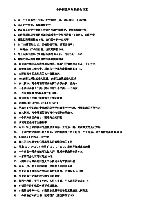 小升初数学判断题200题有答案汇总