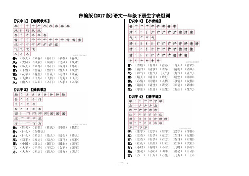 部编版语文一年级下生字组词带笔顺(2019修改版)