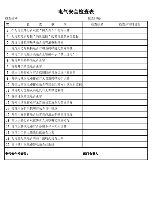 电气安全专项检查表