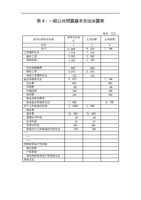 一般公共预算基本支出决算表(2)【模板】