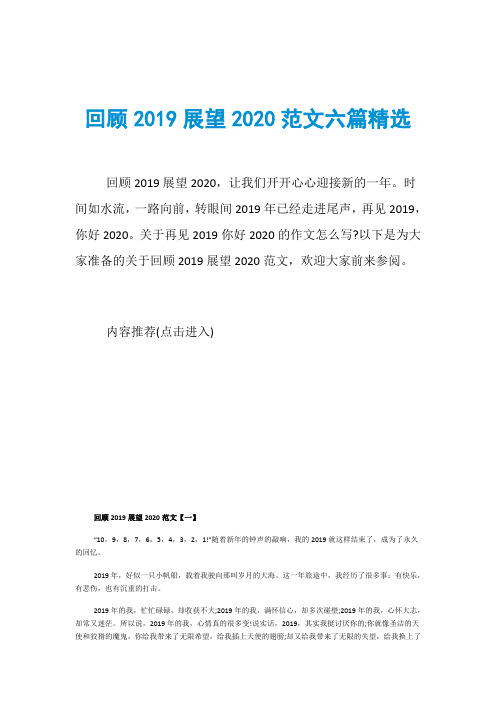 回顾2019展望2020范文六篇精选