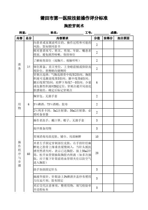 四大穿刺新评分标准(201308)