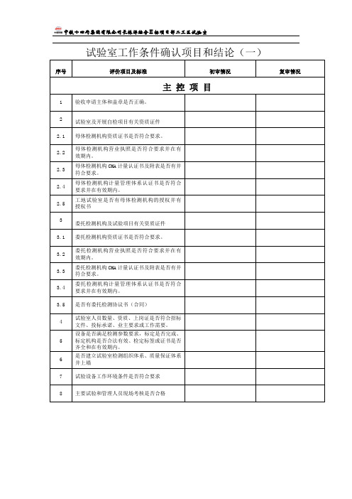 试验室工作条件确认及验收标准