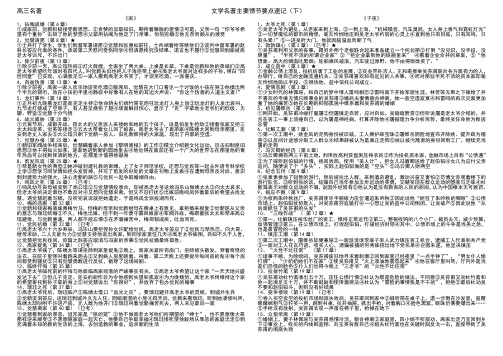 文学名著主要情节要点速记《家》、《子夜》