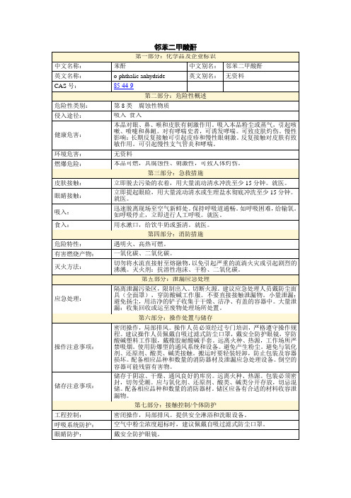 邻苯二甲酸酐MSDS