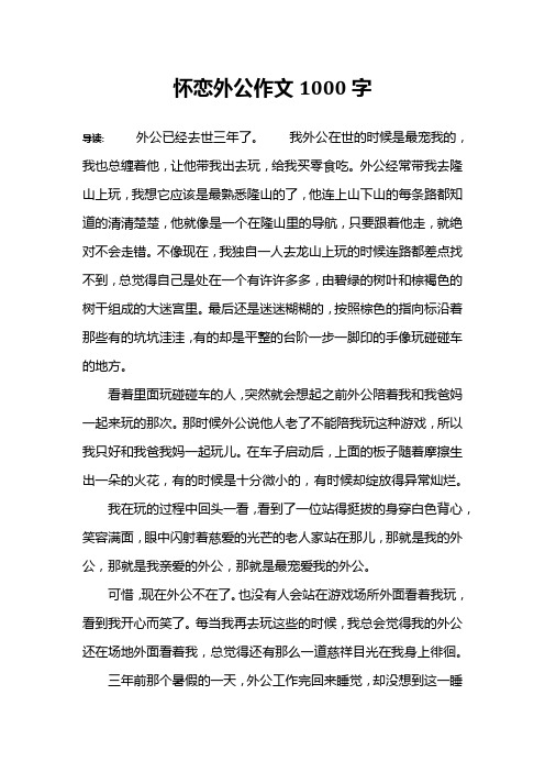 怀恋外公作文1000字