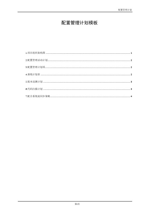 IT项目配置管理计划模板