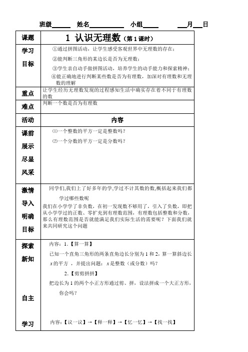 《认识无理数1》优秀教案