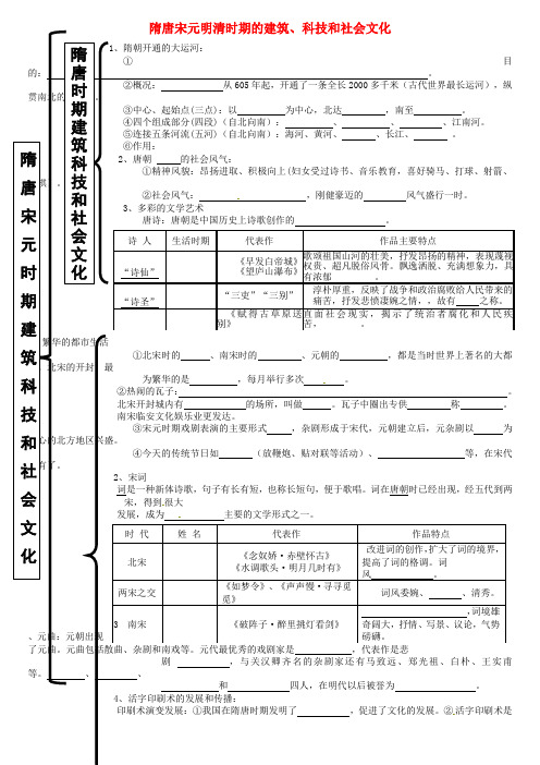 内蒙古鄂尔多斯市东胜区七年级历史下册 隋唐宋元明清时期 建筑、科技和社会文化用导学案(无答案) 新人