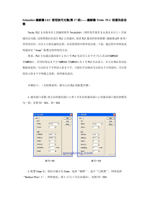 Schneider-施耐德LEC使用技巧文集[第17讲]——施耐德Twido PLC的通讯宏功能