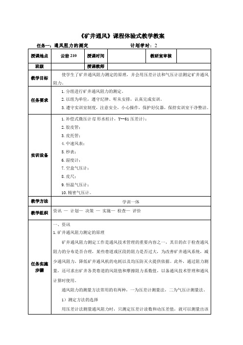 通风阻力测定讲解