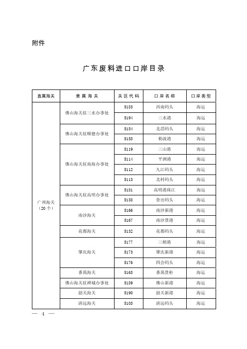 广东固废口岸名单