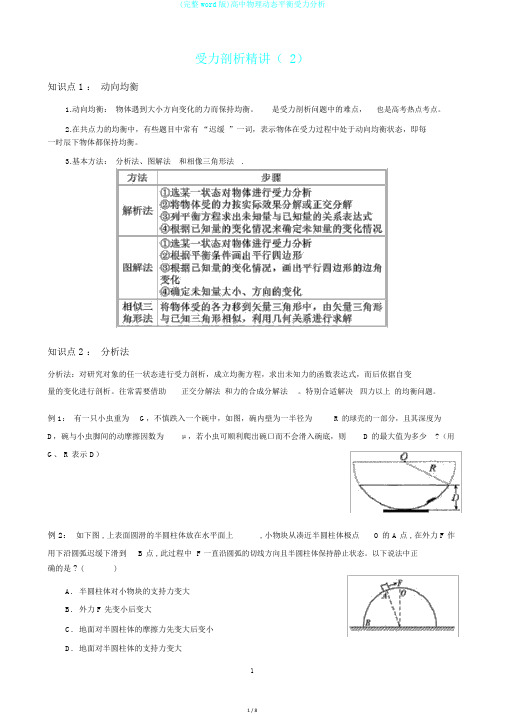 (完整word版)高中物理动态平衡受力分析