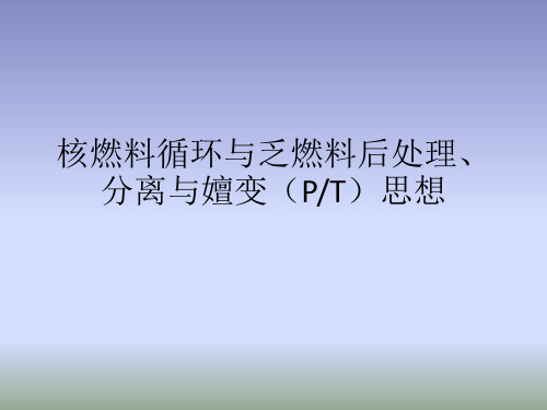 核燃料循环与乏燃料后处理、分离与嬗变思想