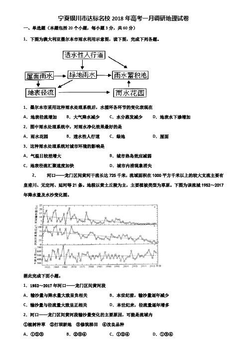 宁夏银川市达标名校2018年高考一月调研地理试卷含解析