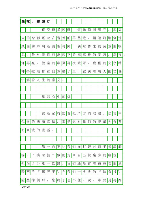 初二写人作文：深夜,那盏灯