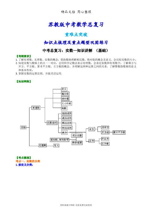 苏教版数学中考总复习(知识点考点梳理、重点题型分类巩固练习)(基础版)(家教、补习、复习用)