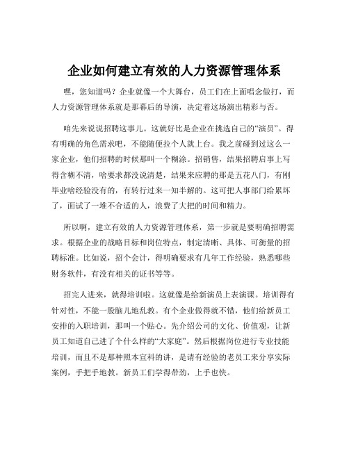 企业如何建立有效的人力资源管理体系